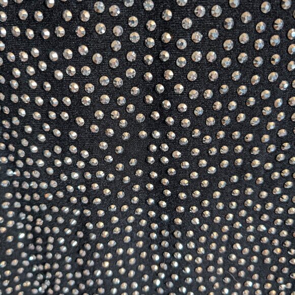 Banjul Black Rhinestone Beaded Long Sleeve Bedazzled Bodycon Midi Dress Medium - Picture 14 of 16